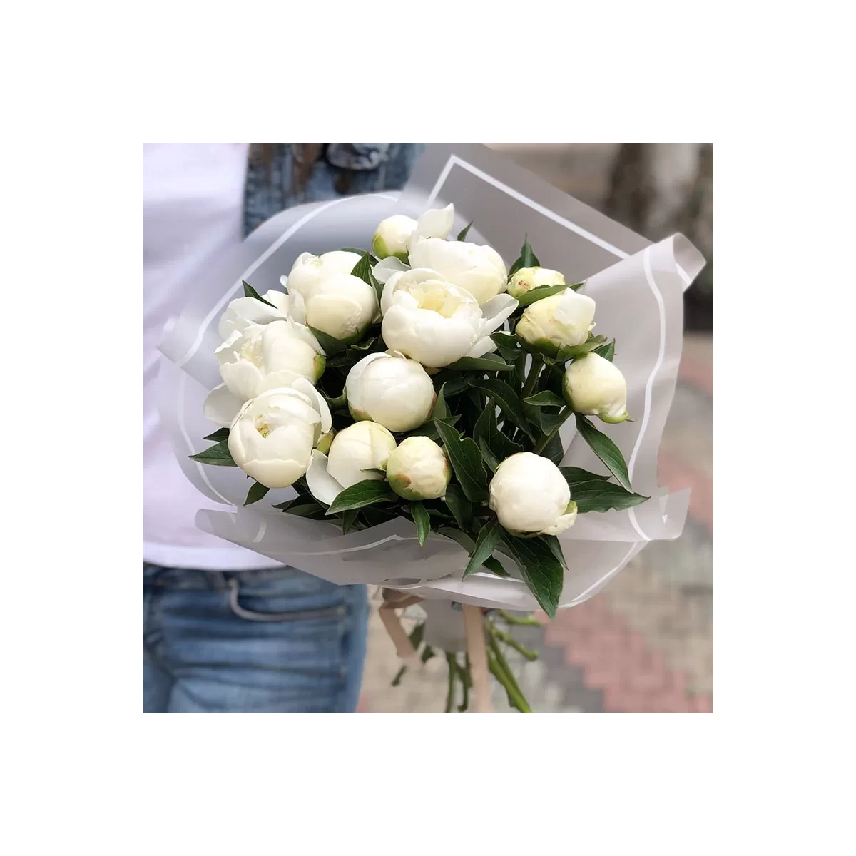 15 White Peonies
