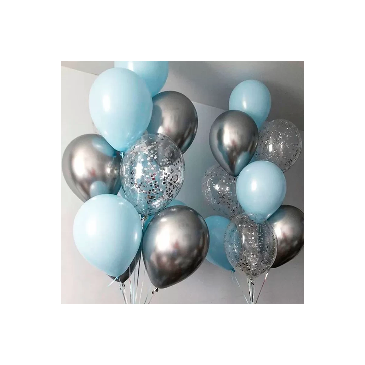 Blue and silver balloons photo