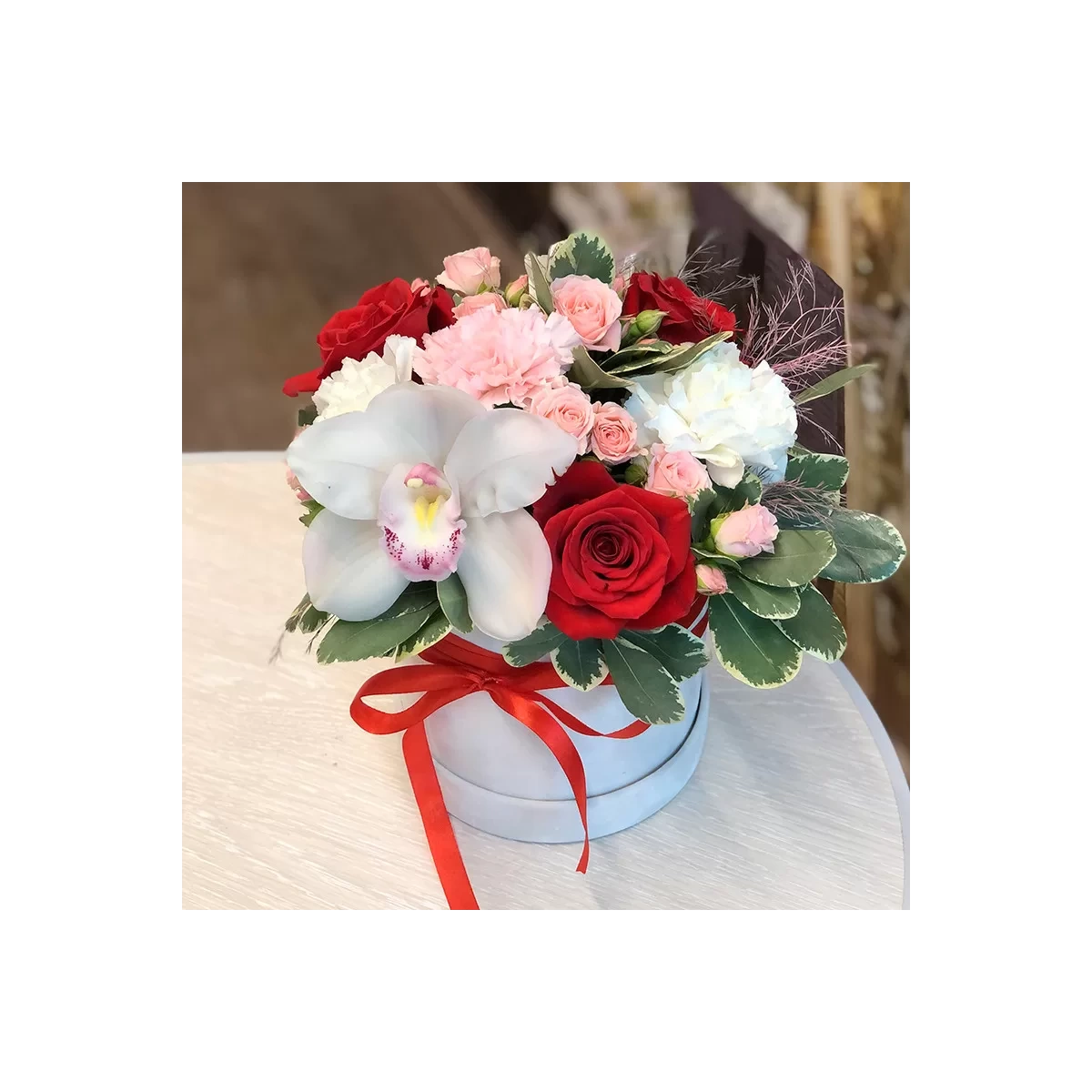 Composition "Valentine Сard with Orchid"