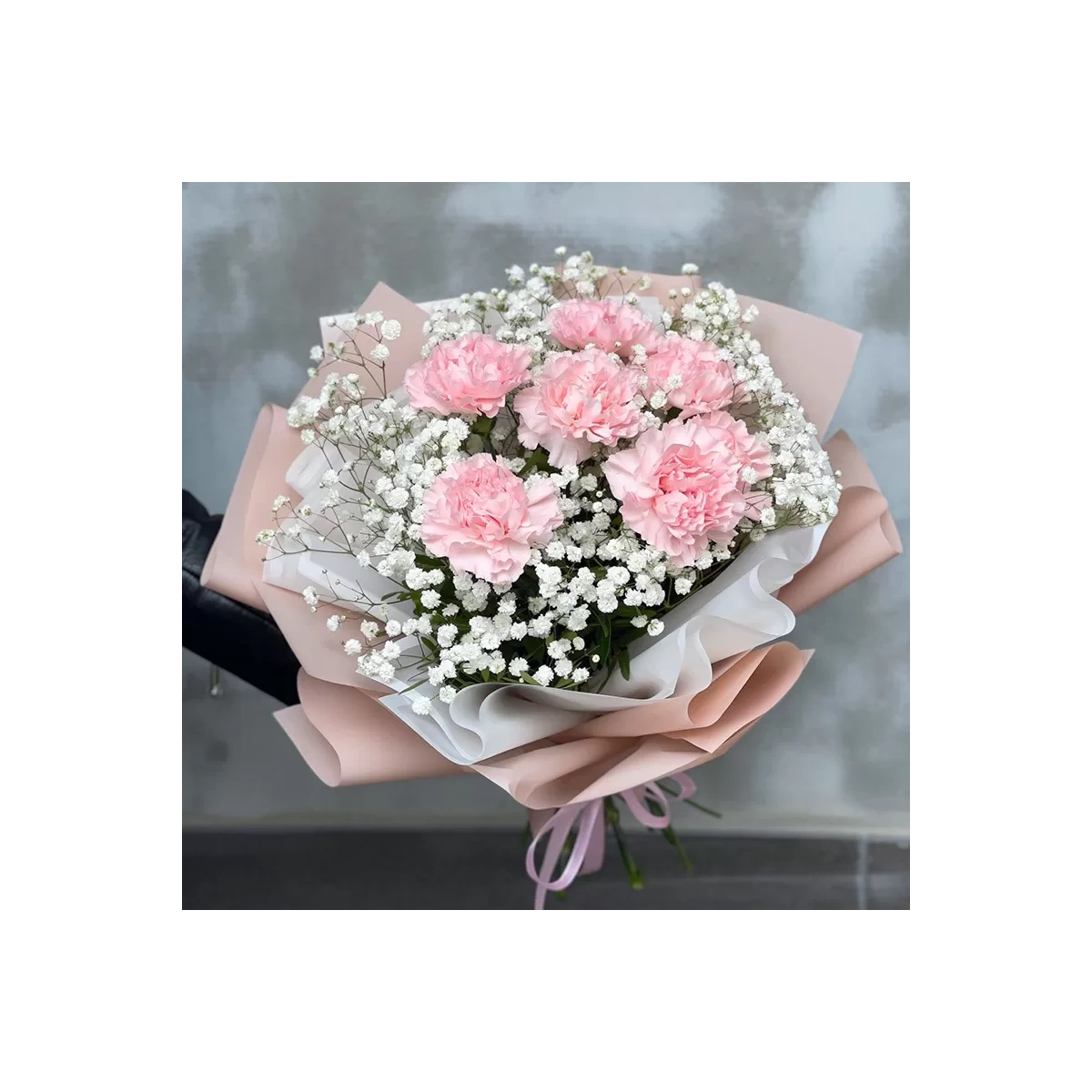 Bouquet of Carnations with Gypsophila
