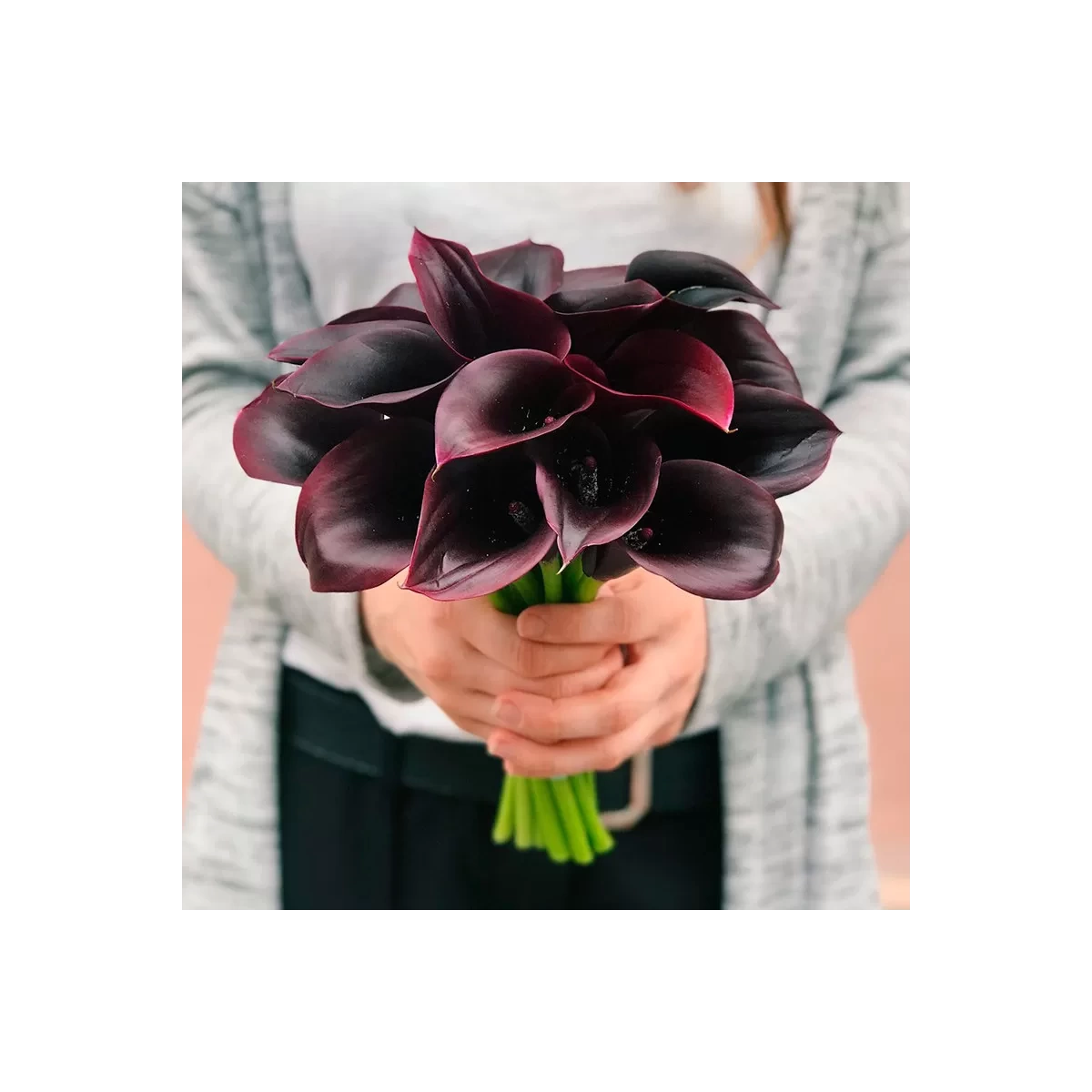 Bridal Bouquet of Black Calla Lilies