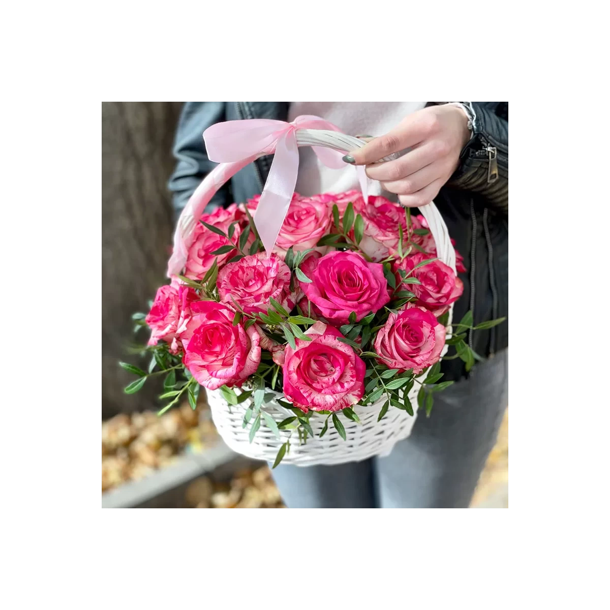 Pink Roses Basket