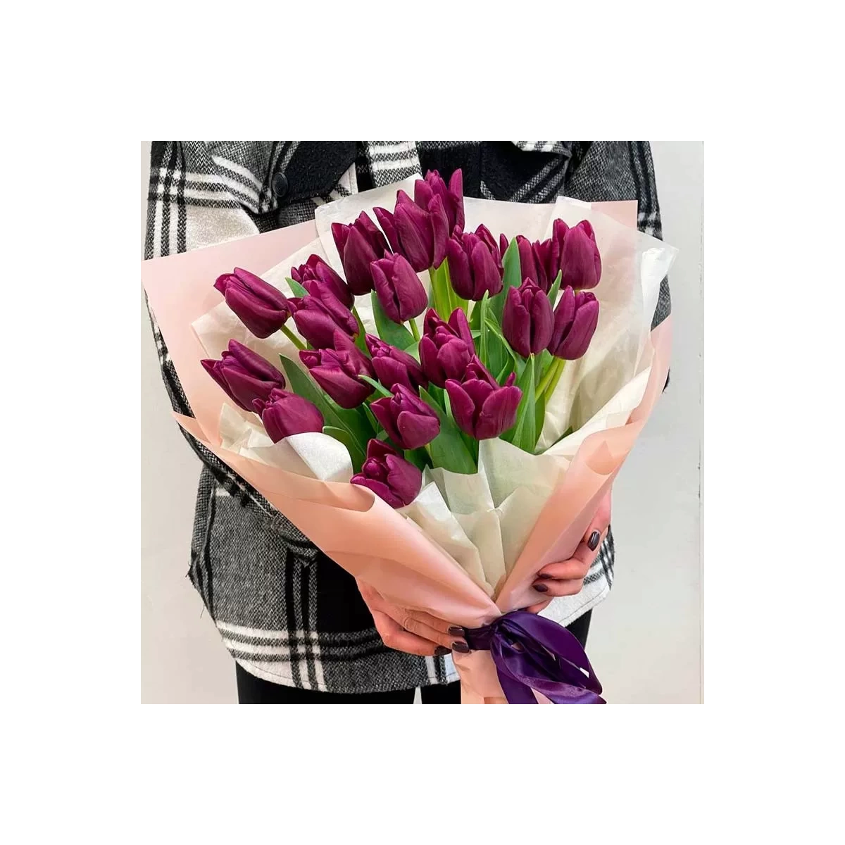 A large bouquet of purple tulips photo