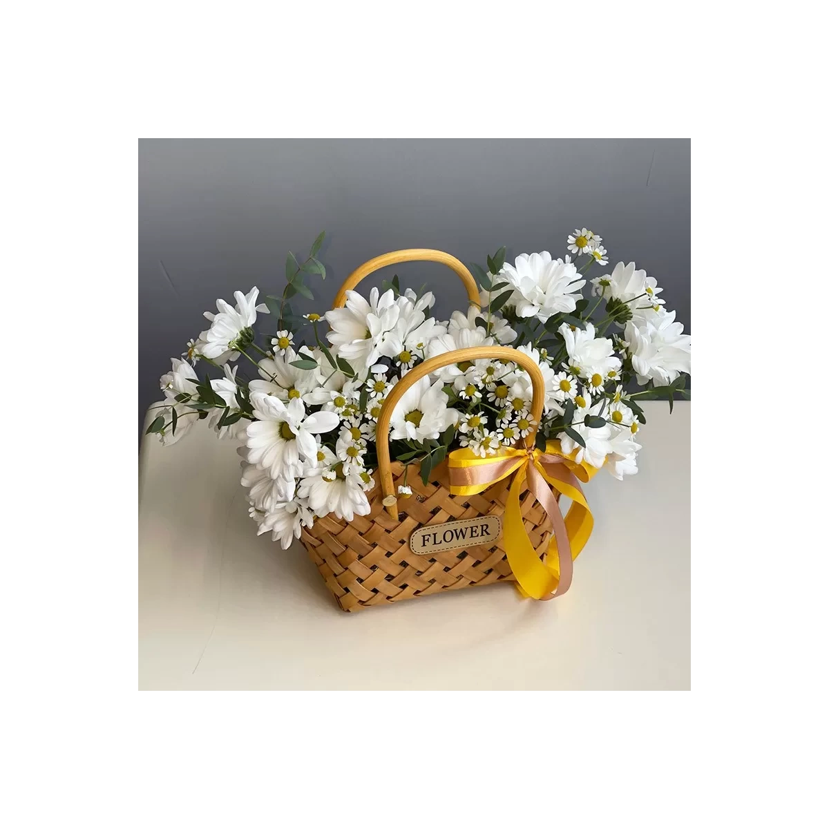 Basket with Daisies