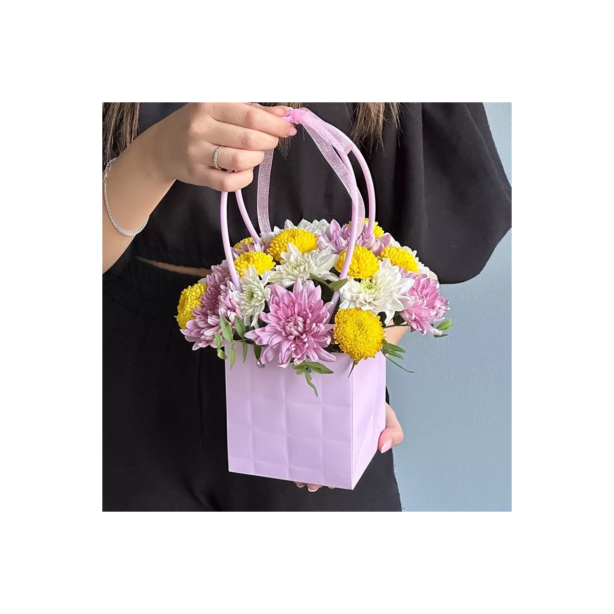 Bag with Flowers "Colored Chrysanthemums"