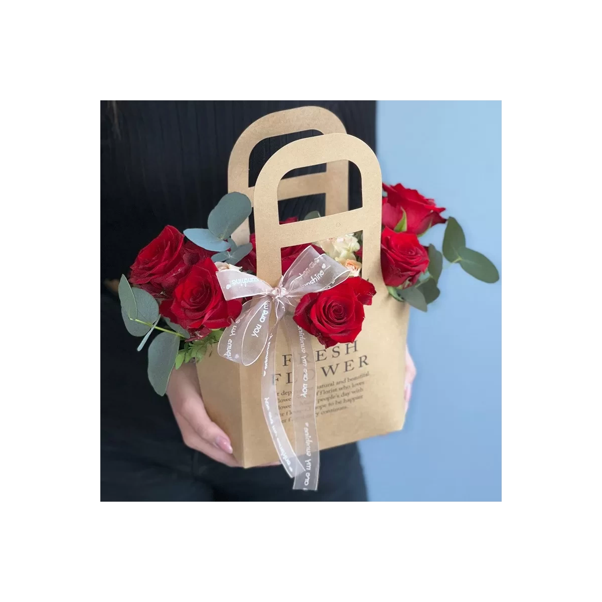 Handbag with Flowers"Fresh Roses"