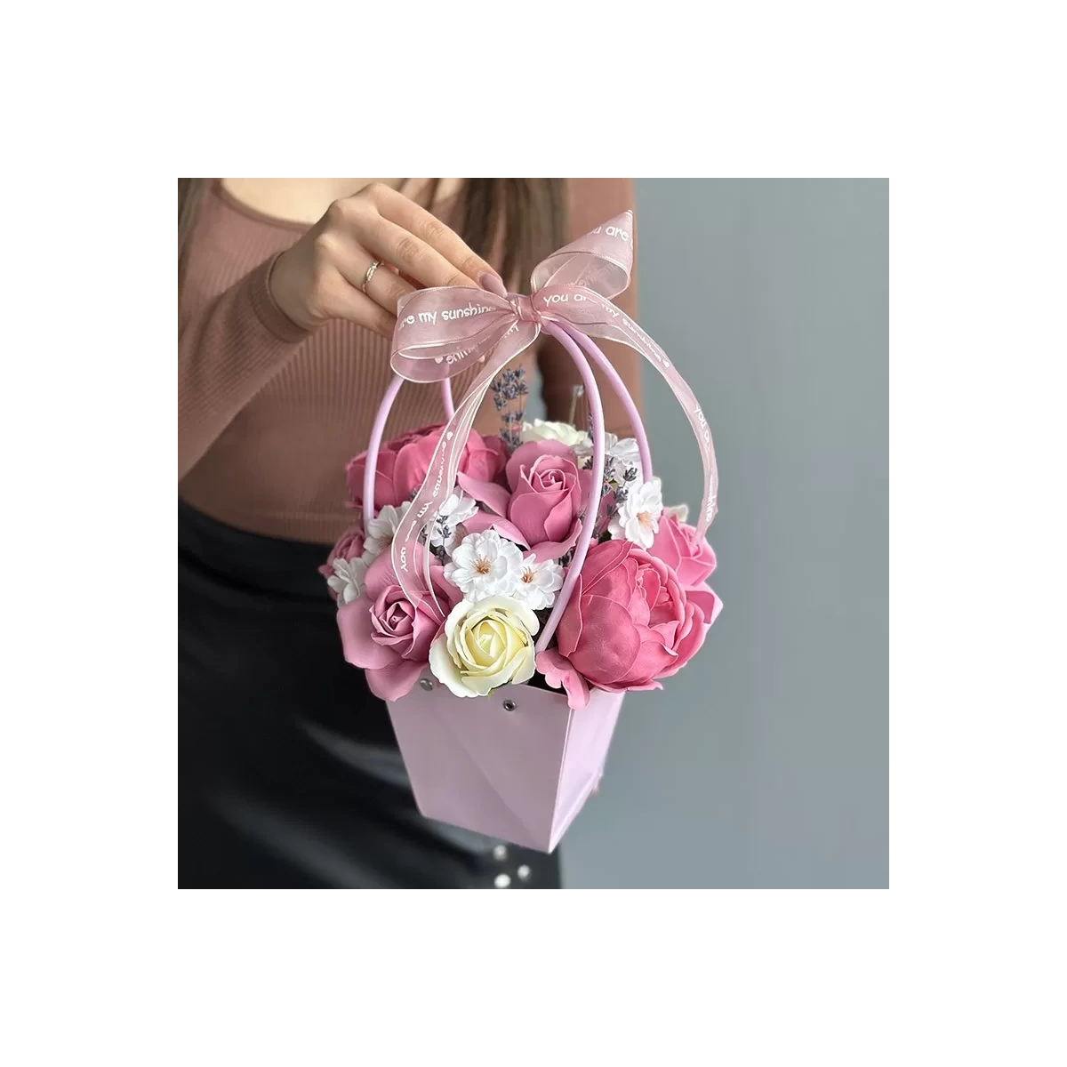 Lilac Bag with Soap Flowers