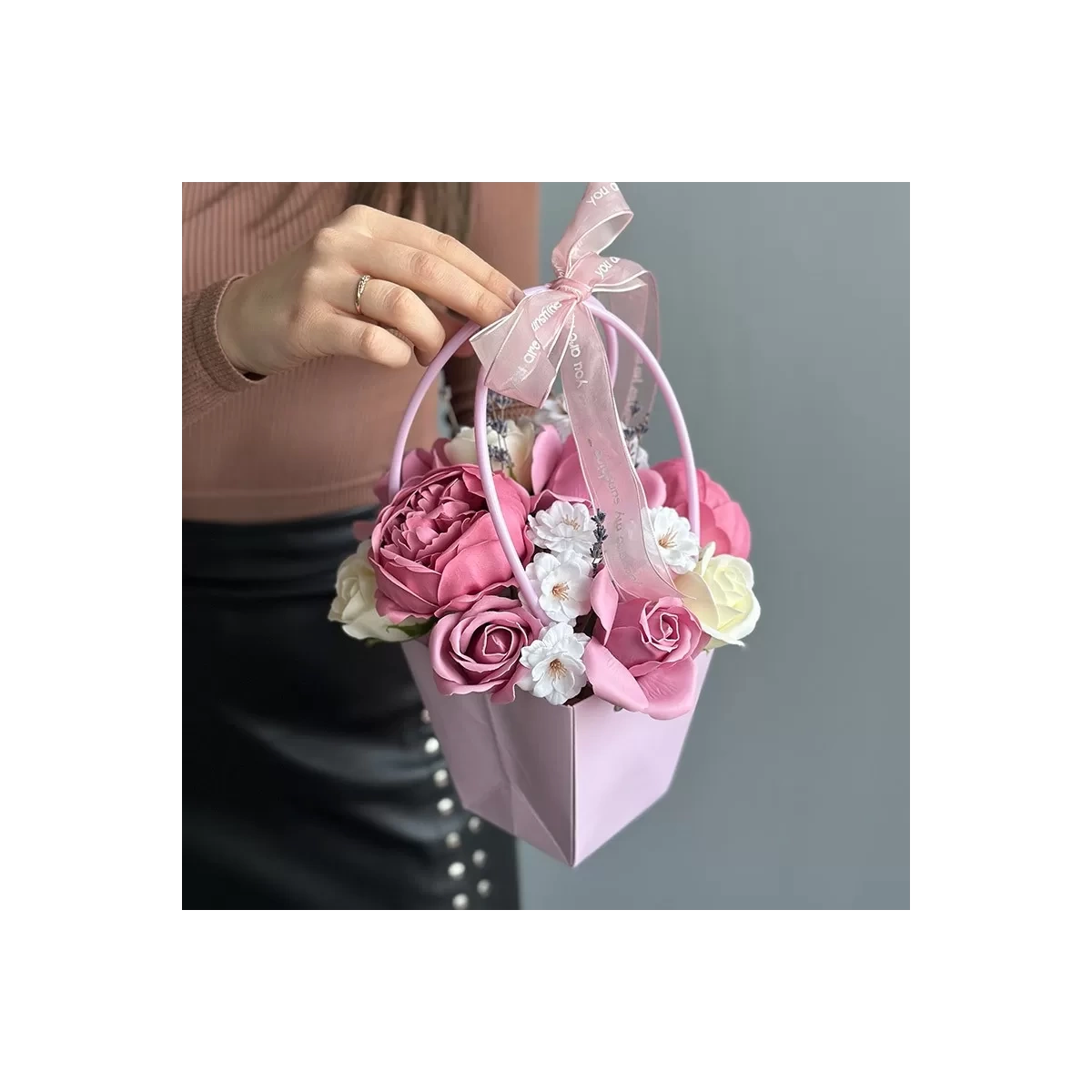 Lilac Bag with Soap Flowers