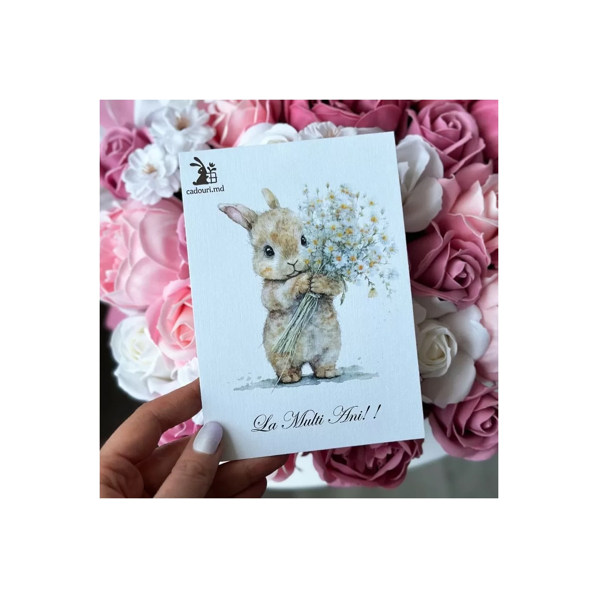 Postcard "Rabbit with Flowers"