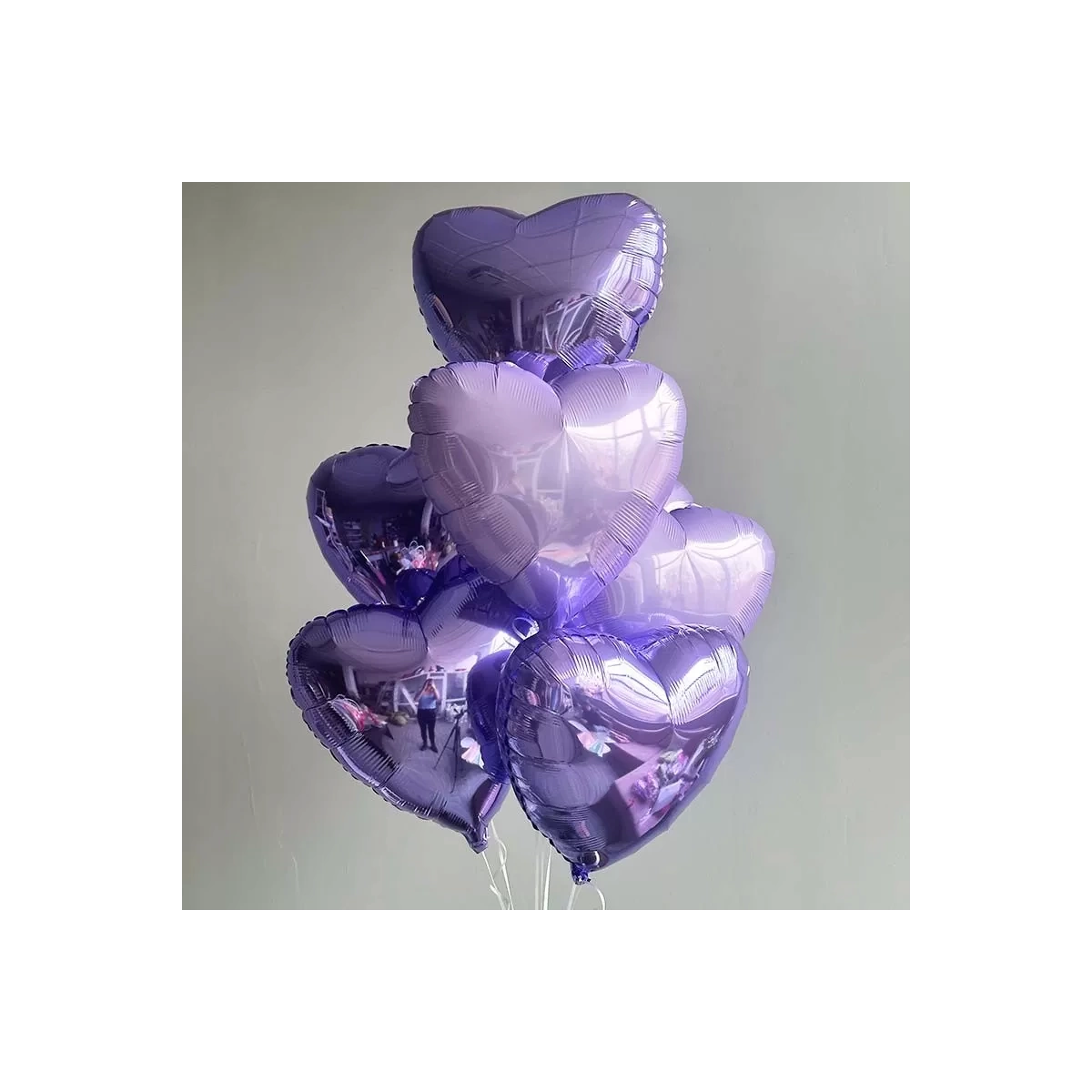 7 Lilac Heart Balloons