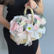 Cos cu Flori din Sapun "Pearl Pink"