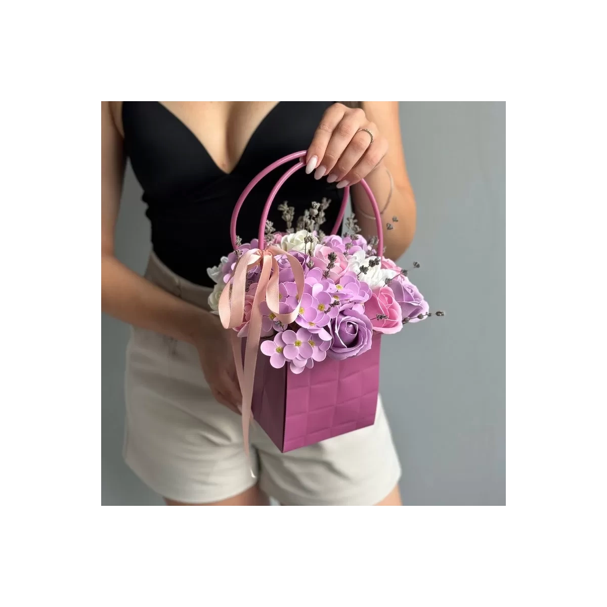 Bag with Soap Flowers "Purple Magic"