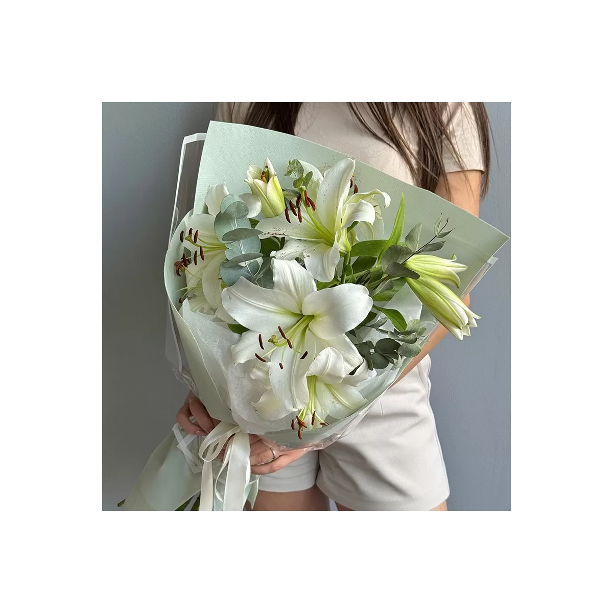 Lilies With Eucalyptus