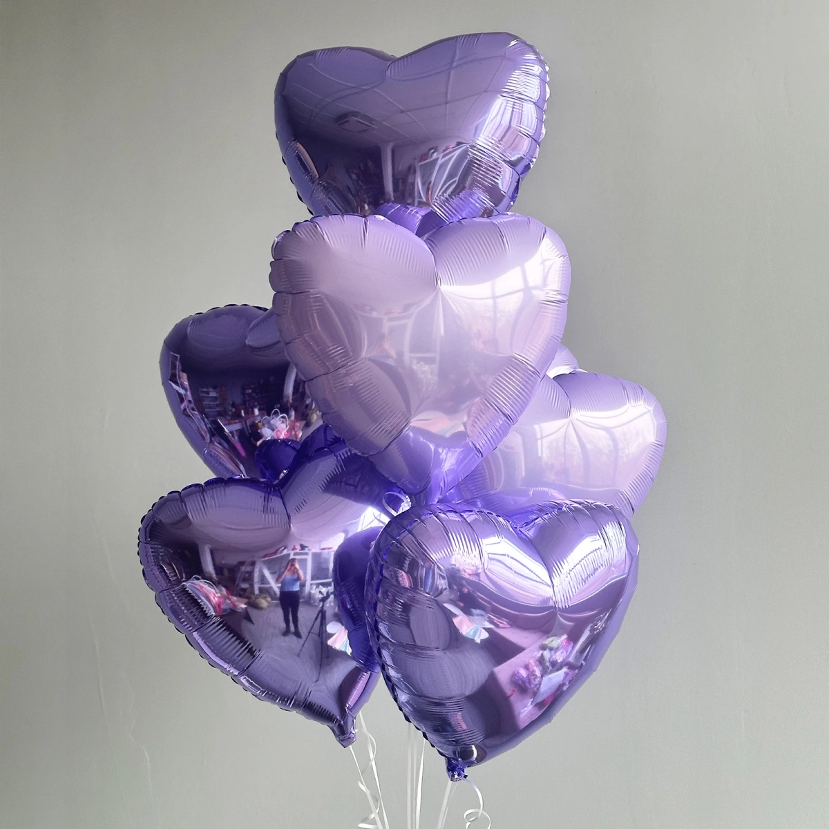 7 Lilac Heart Balloons