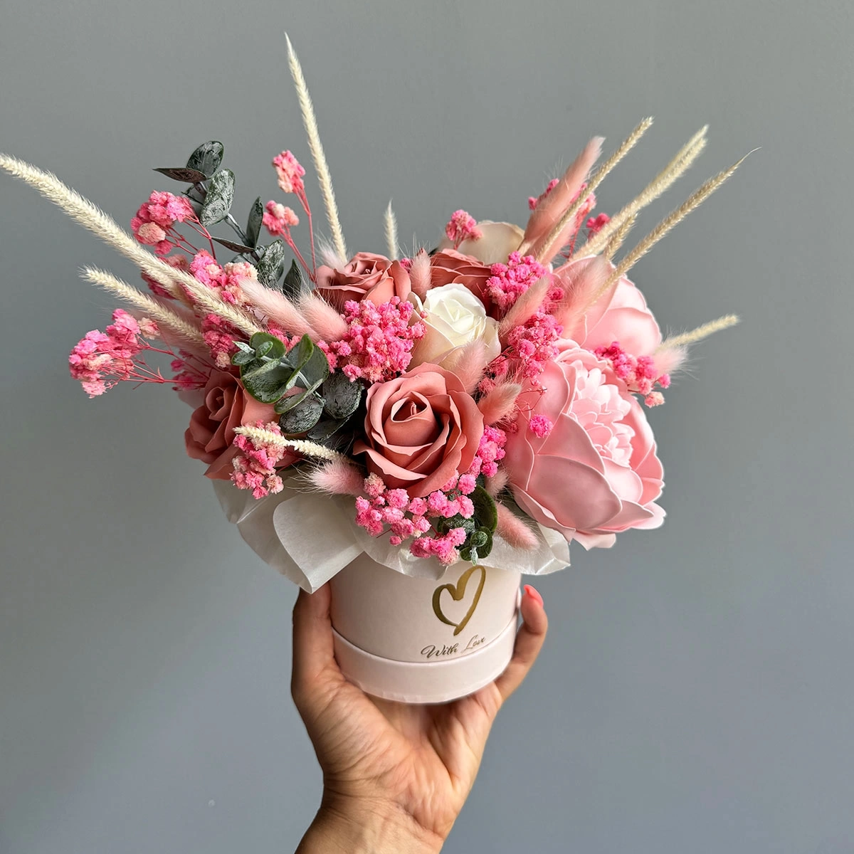 Mini Box with Soap Flowers "Pink Charm"