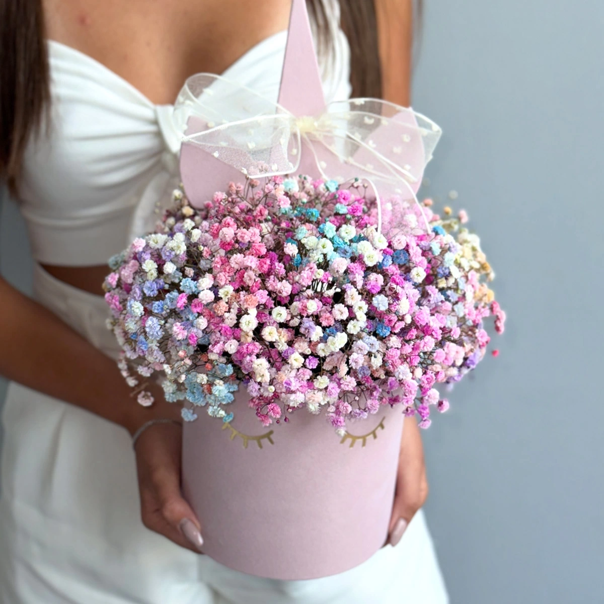 Gypsophila in a unicorn box photo