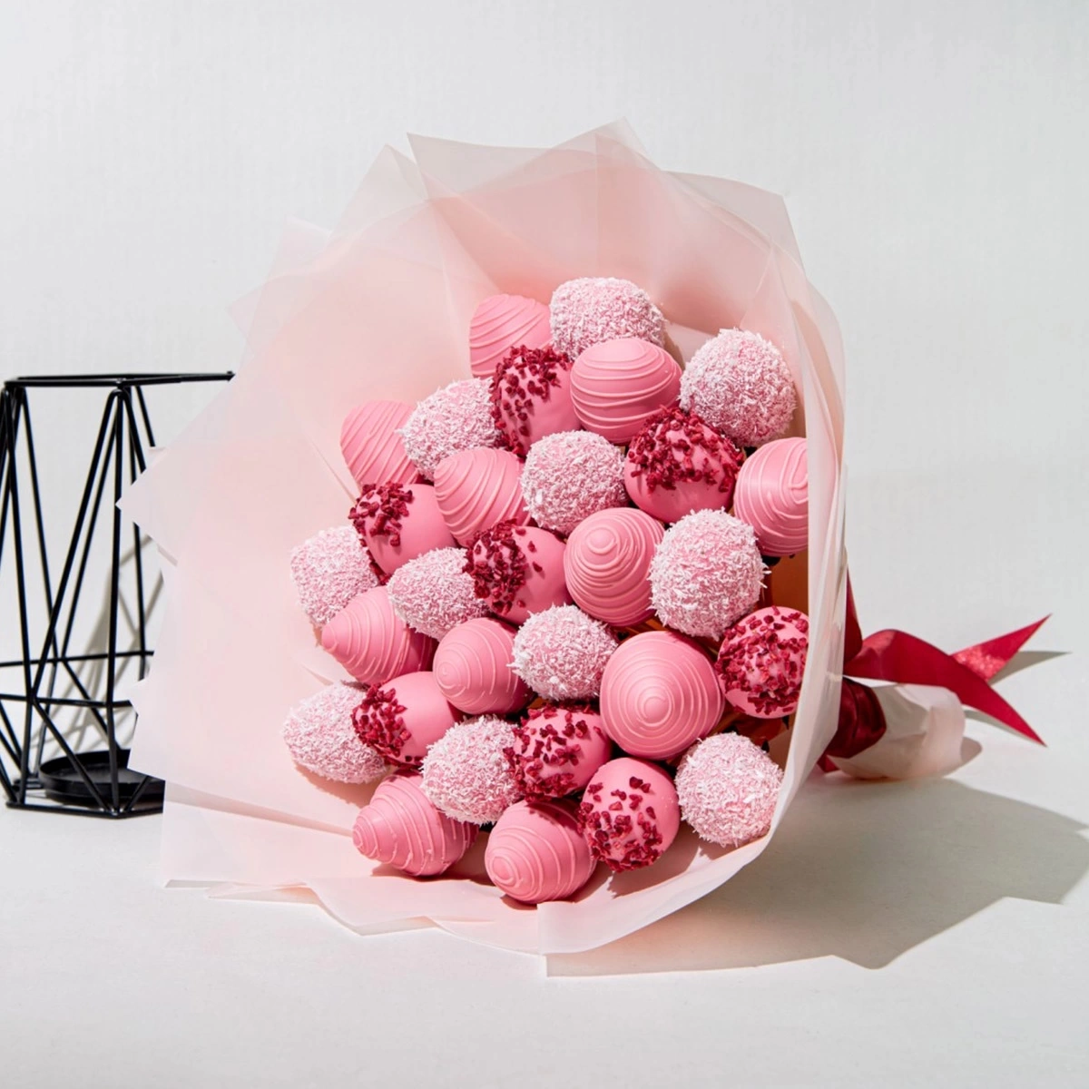 Pink Bouquet of Strawberries in Chocolate