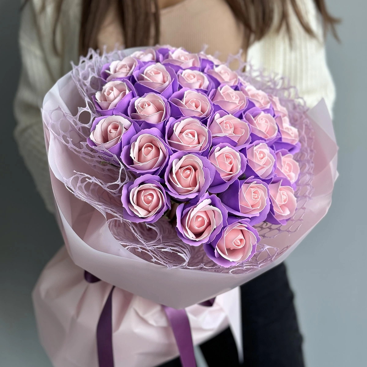 Bouquet of Soap Roses "Purple - Pink"