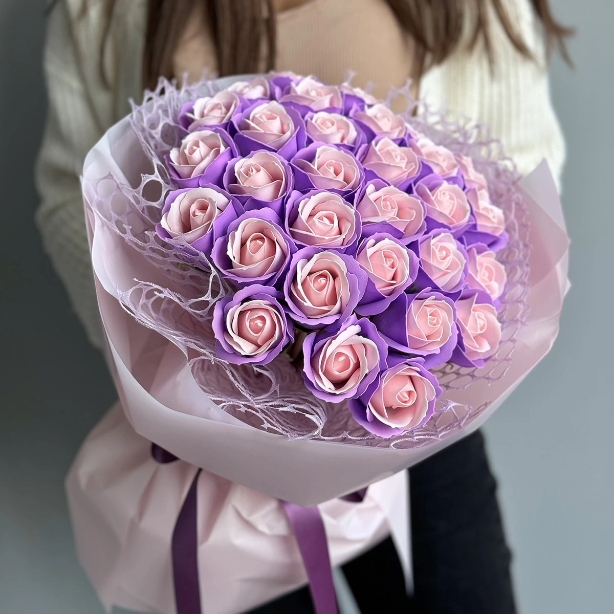 Bouquet of Soap Roses "Purple - Pink"