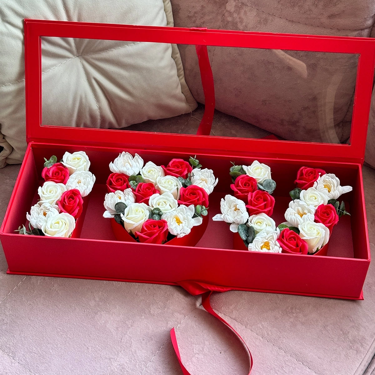 Red Box with Flowers from Soap "I Love You"