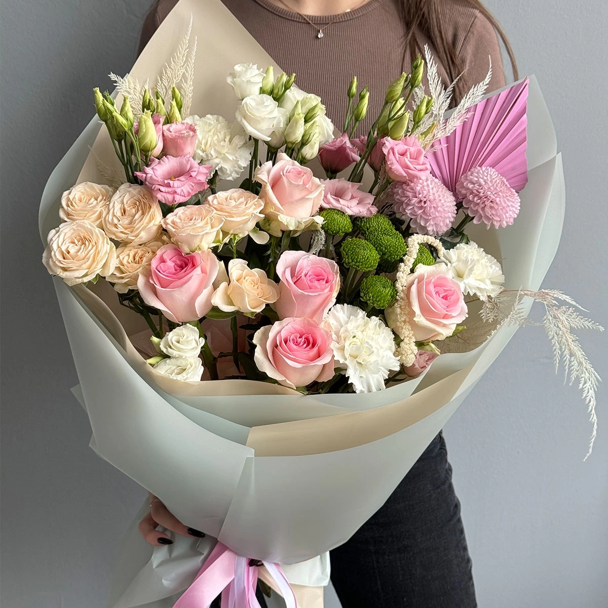 cute bouquet with chrysanthemums and roses photo