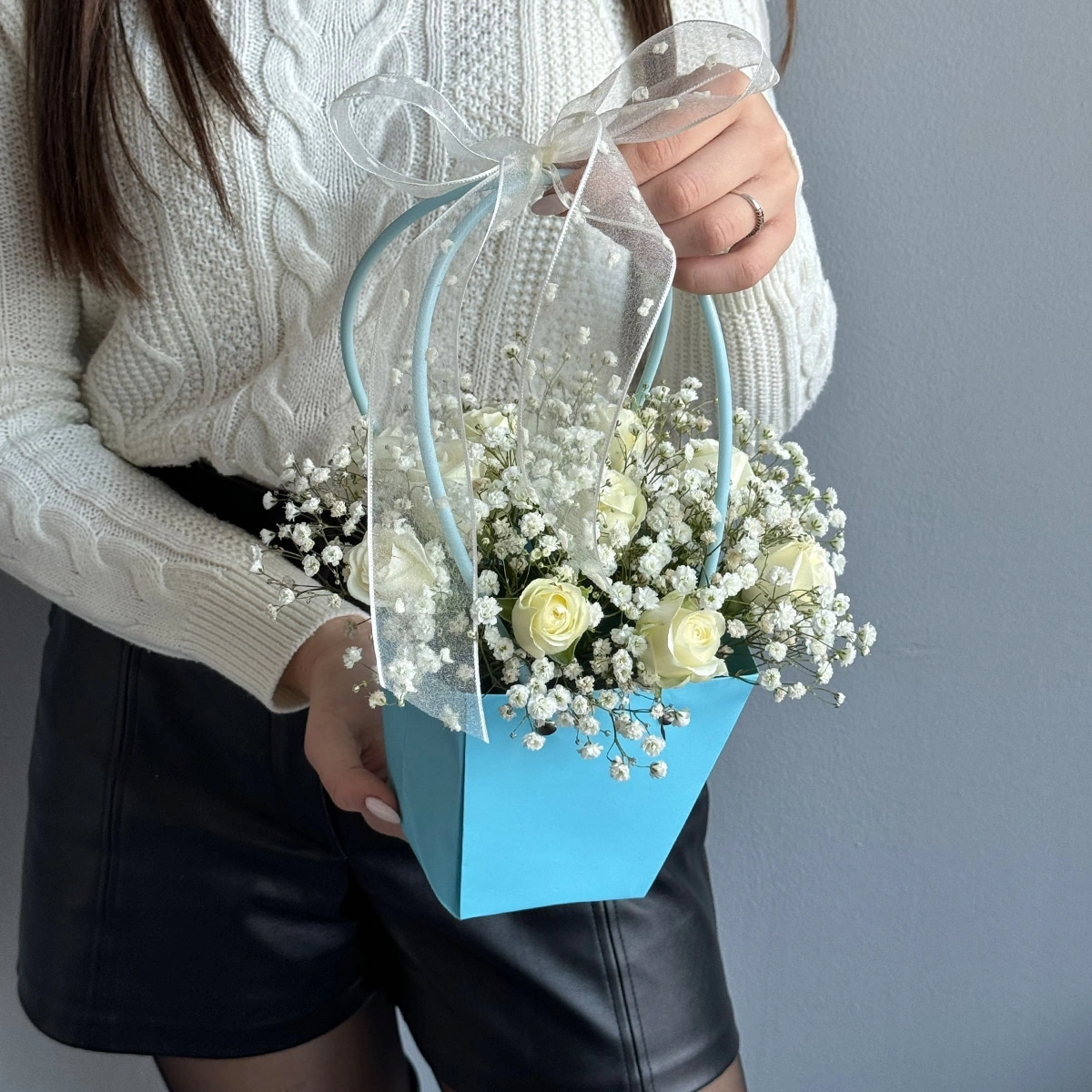 Handbag with Flowers "Frozen Beauty"