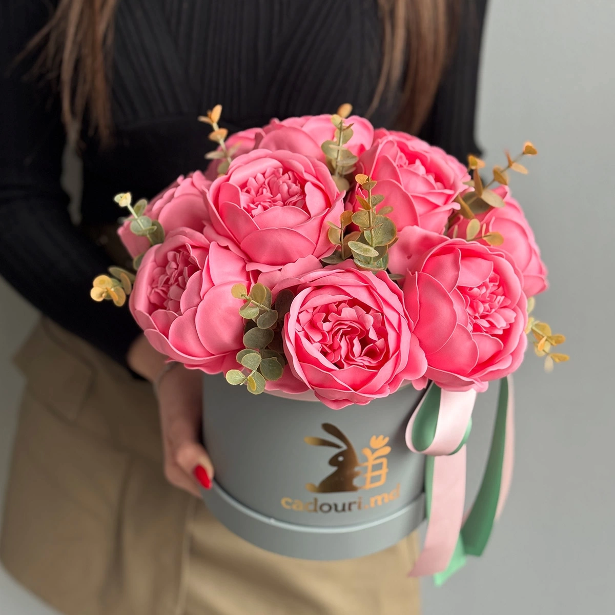 Box with Pink Soap Peonies