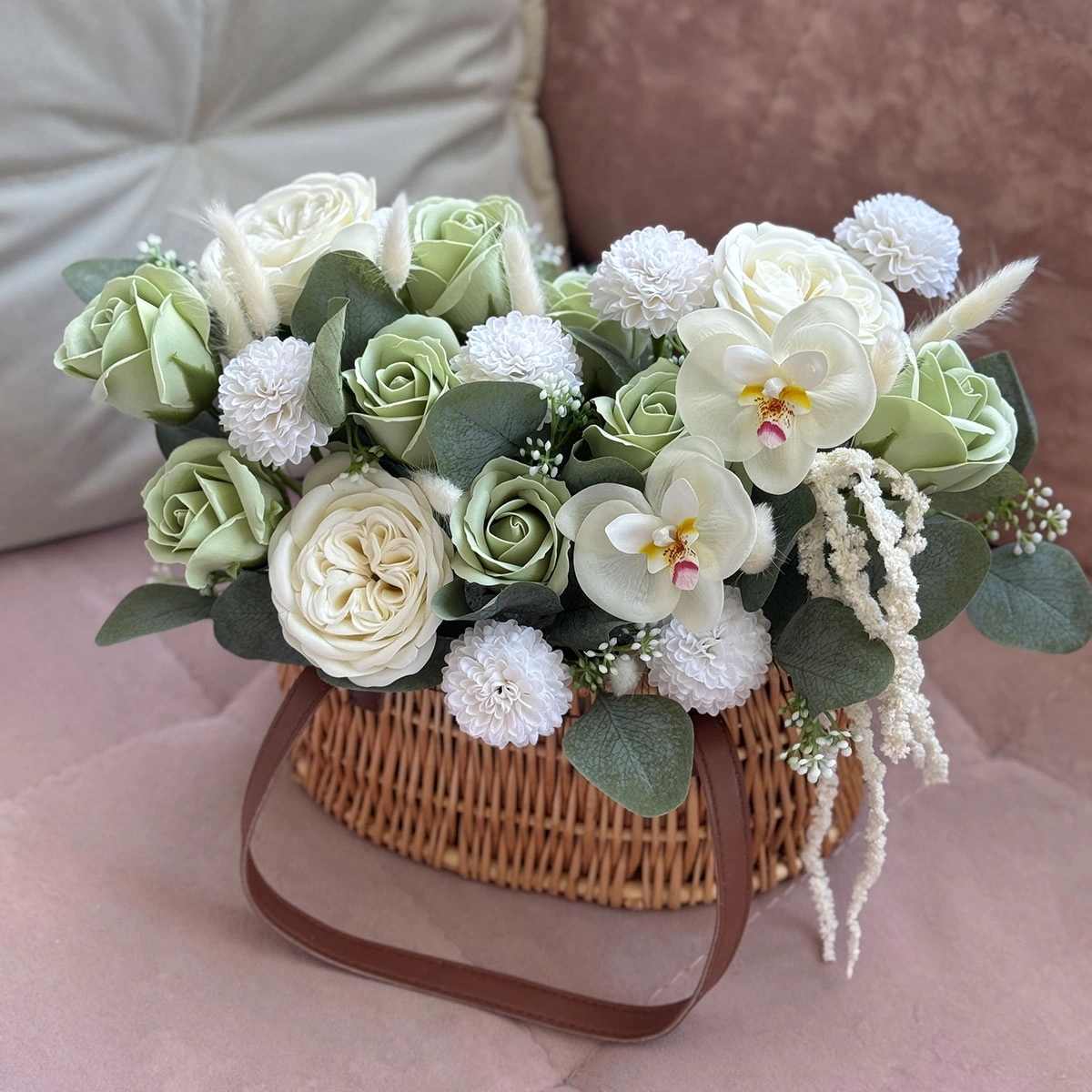 Buy a Basket with Soap Flowers "Breath of Summer" with delivery Chisinau, Moldova - Cadouri.md