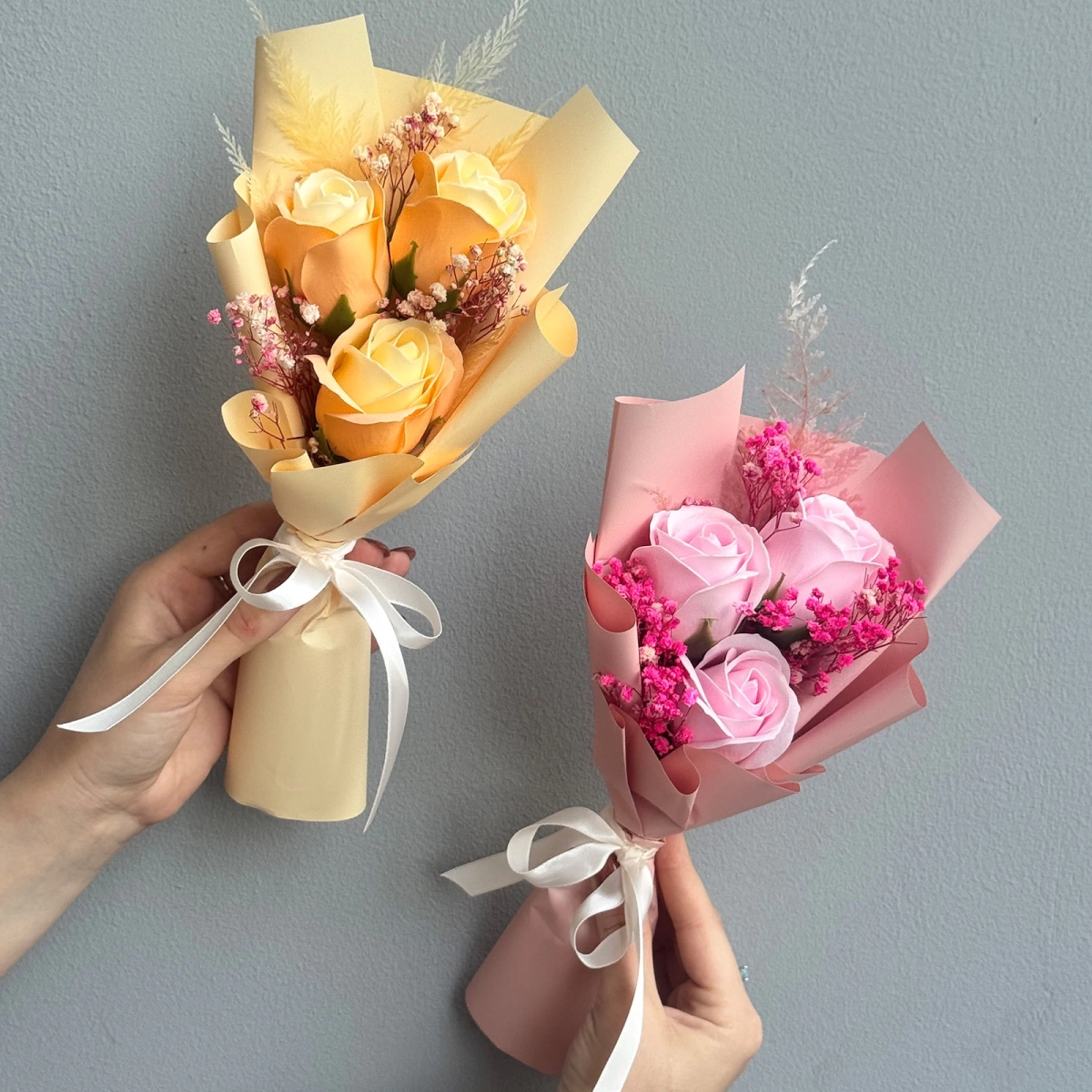 Mini Bouquet of Three Soap Roses