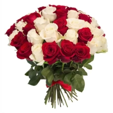 Купить букет 51 красная и белая роза с доставкой Кишинев, Молдова